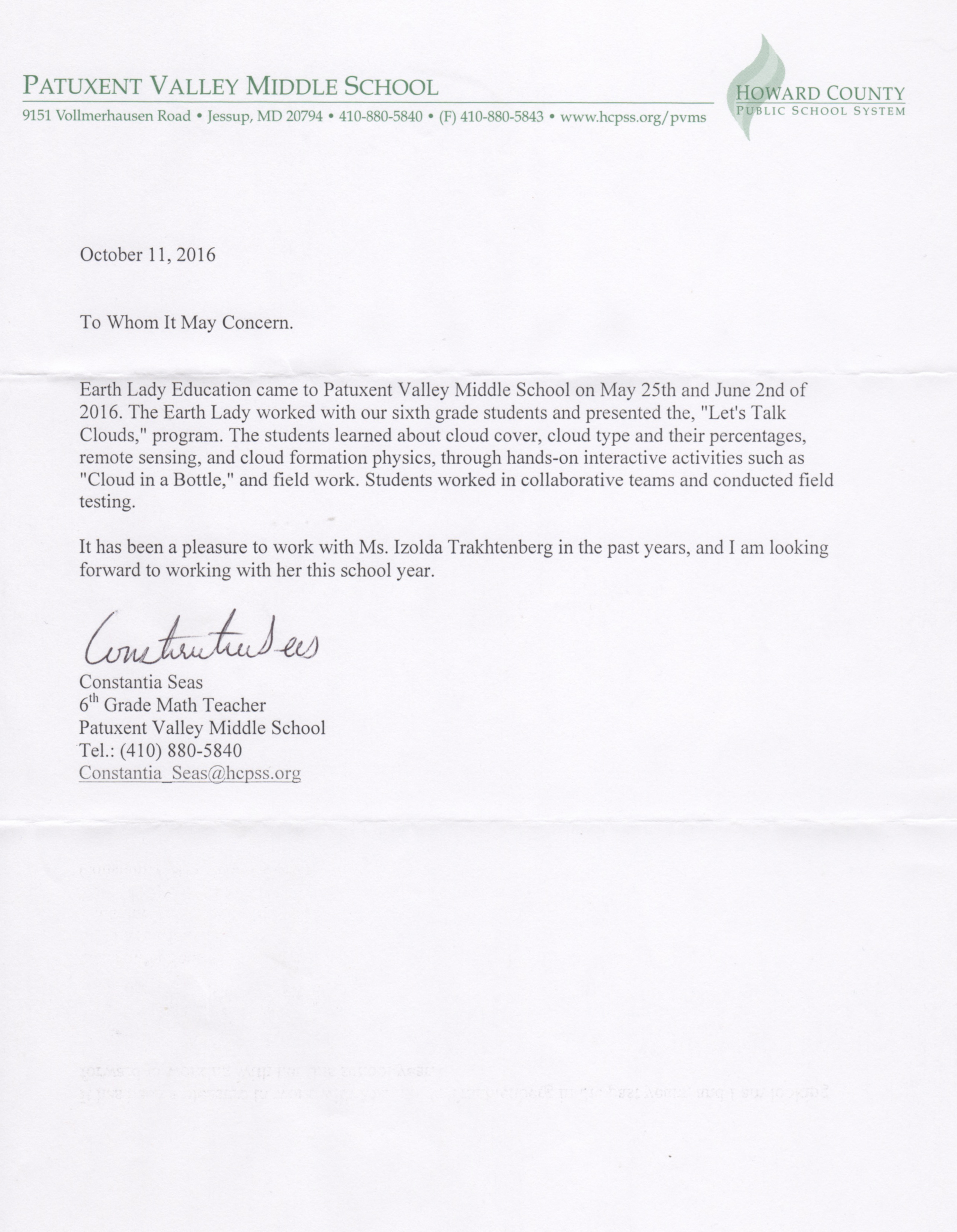 TeacherLetter2-ConstantiaSeas